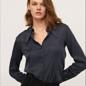 Mango Lapel Collar Blouse